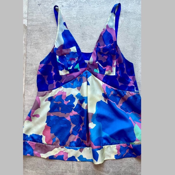 Diane Von Furstenberg Floral Silk Blouse Size 12 - Picture 3 of 6